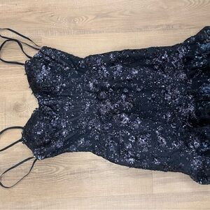 Elegant Black Sequin Midi Dress